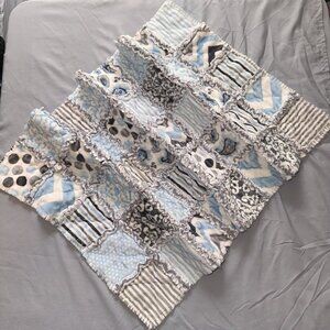 Homemade Thick Winter Baby Blue Quilt 33.5” x 20”